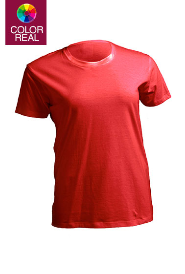 Camiseta personalizada para mujer con Doble costura en las mangas y bajo. Ligeramente entallada, Cuello en canalé.