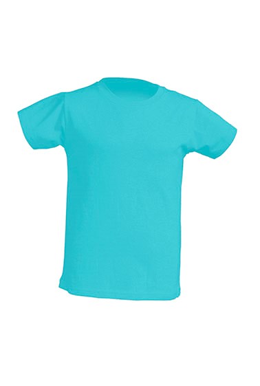 Camiseta infantil manga corta. Costuras laterales. Cuello de lycra. Doble costura en cuello, mangas y bajos. Refuerzo de hombro a hombro. Grey Melange: 85% algodón / 15% poliéster.