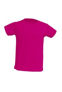 Camiseta infantil manga corta. Costuras laterales. Cuello de lycra. Doble costura en cuello, mangas y bajos. Refuerzo de hombro a hombro. Grey Melange: 85% algodón / 15% poliéster.